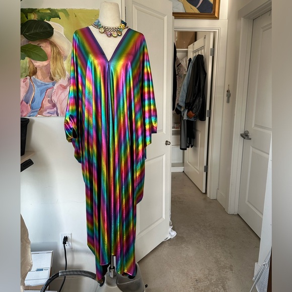 Jennafer Grace Rainbow shimmer Magic Caftan dress festival vintage - Picture 10 of 10
